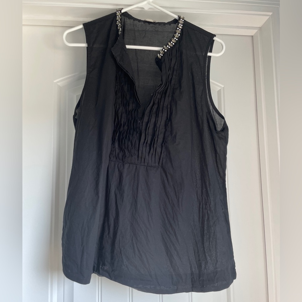 J.Crew Factory Pleated Bib Front Tuxedo Tank in black - 14